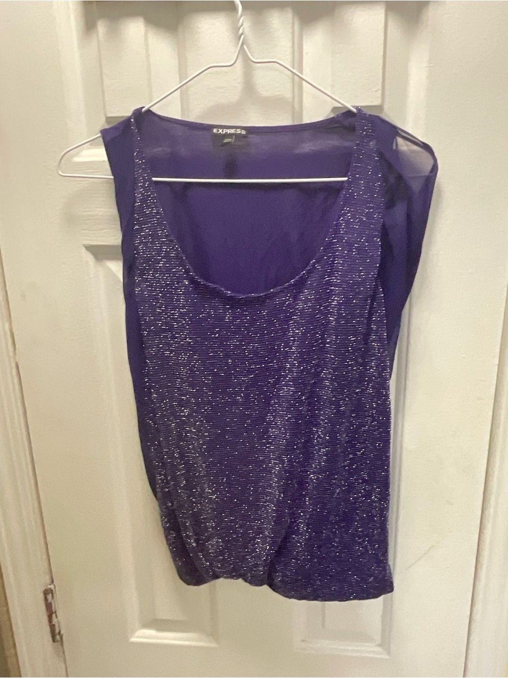 Express Purple Sequined Sleeveless Top Size M